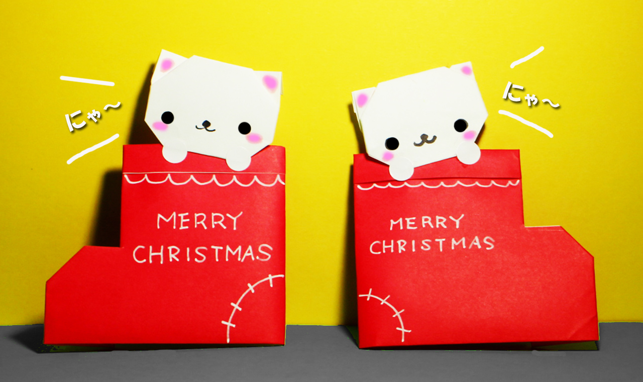 手作り クリスマスカードの作り方（ネコ&ブーツ）｜mama life blog